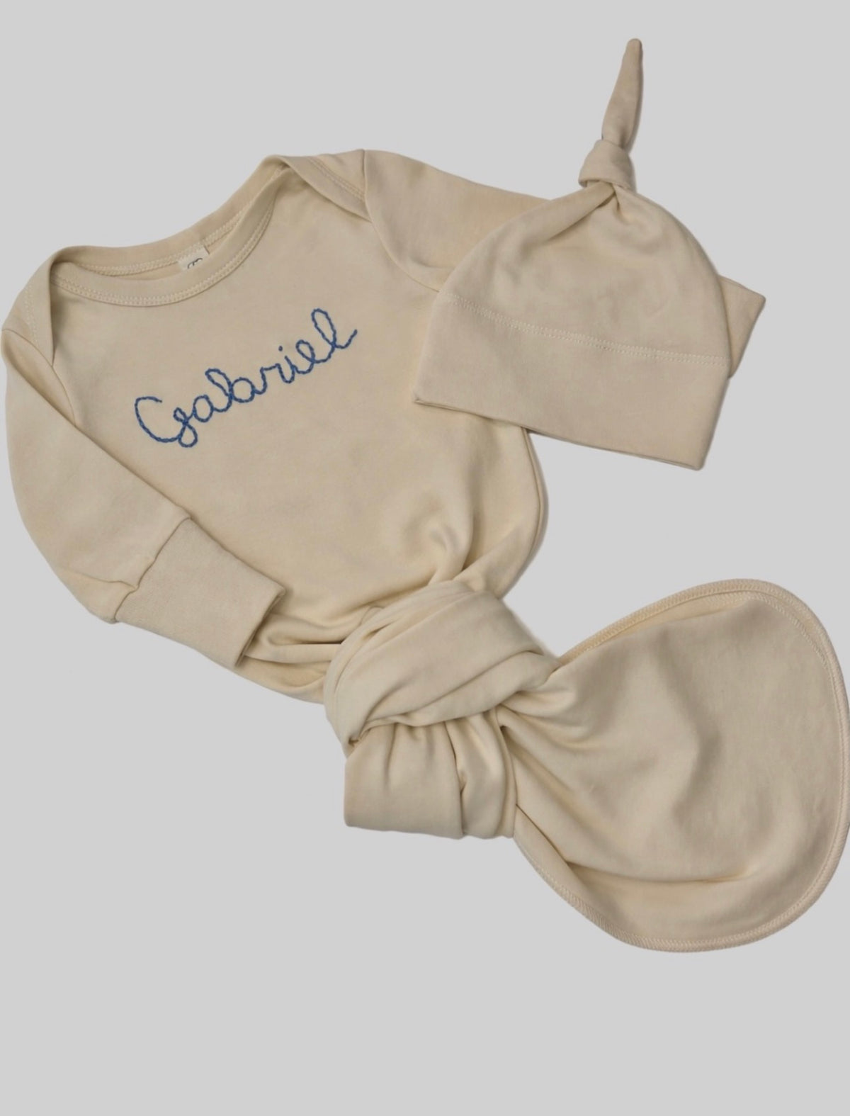 Personalized Newborn Gown & Knot Hat
