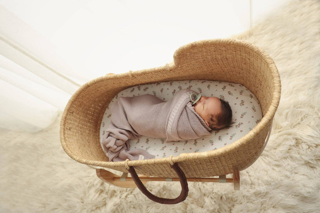 Heritage Knit 100% Organic Cotton Swaddle Baby Blanket: Mocha