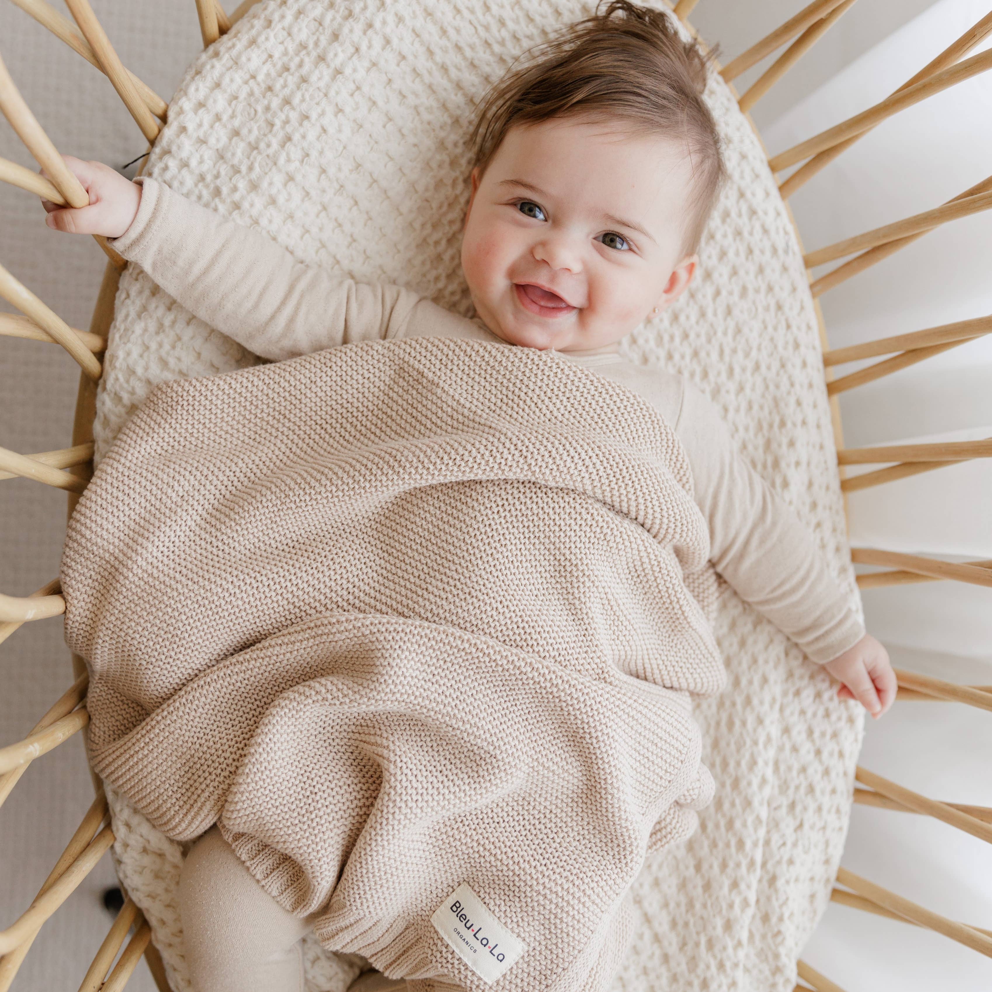 Heritage Knit 100% Organic Cotton Swaddle Baby Blanket: Mocha