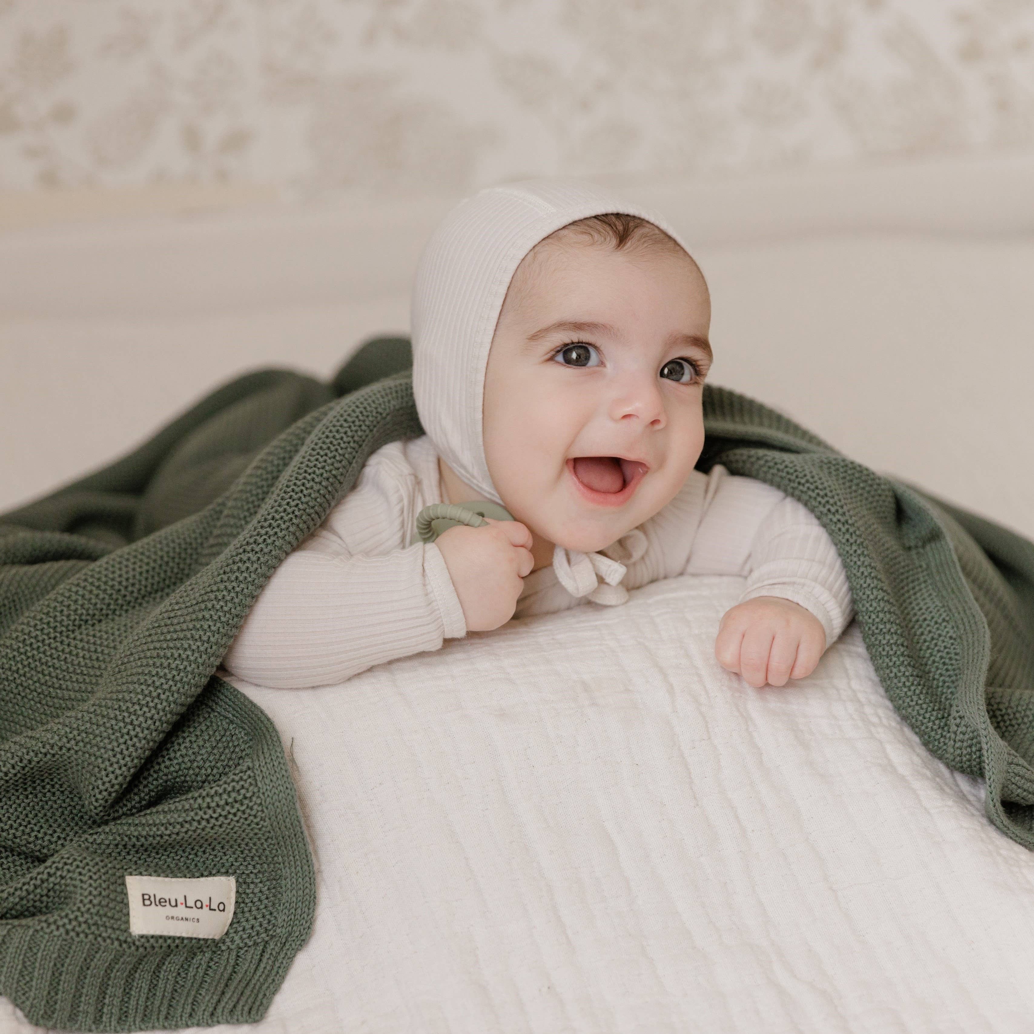Heritage Knit 100% Organic Cotton Swaddle Baby Blanket: Mocha