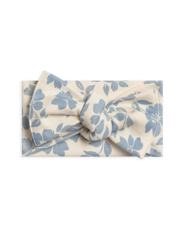 Organic Baby Hattie Knot Bow Wrap - Gia Floral / Rain