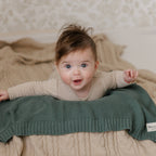 Heritage Knit 100% Organic Cotton Swaddle Baby Blanket: Mocha
