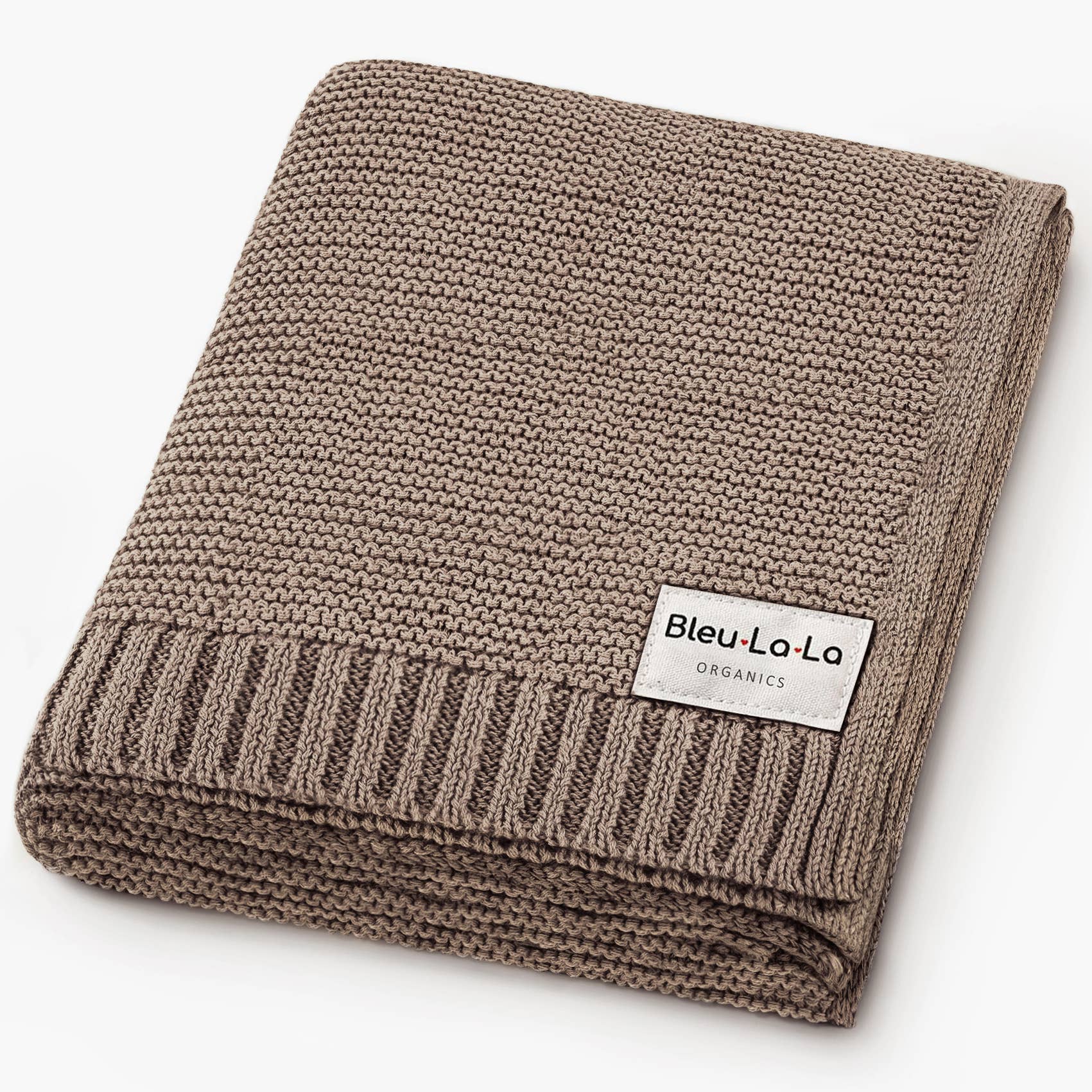 Heritage Knit 100% Organic Cotton Swaddle Baby Blanket: Mocha