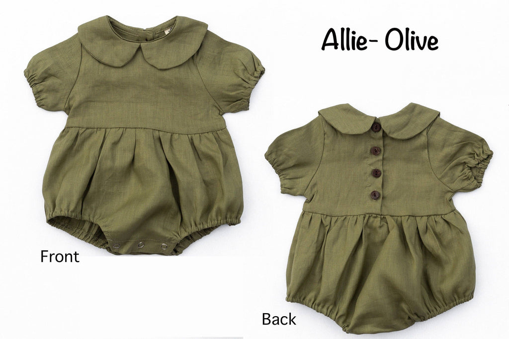 Allie Bubble Romper: Olive