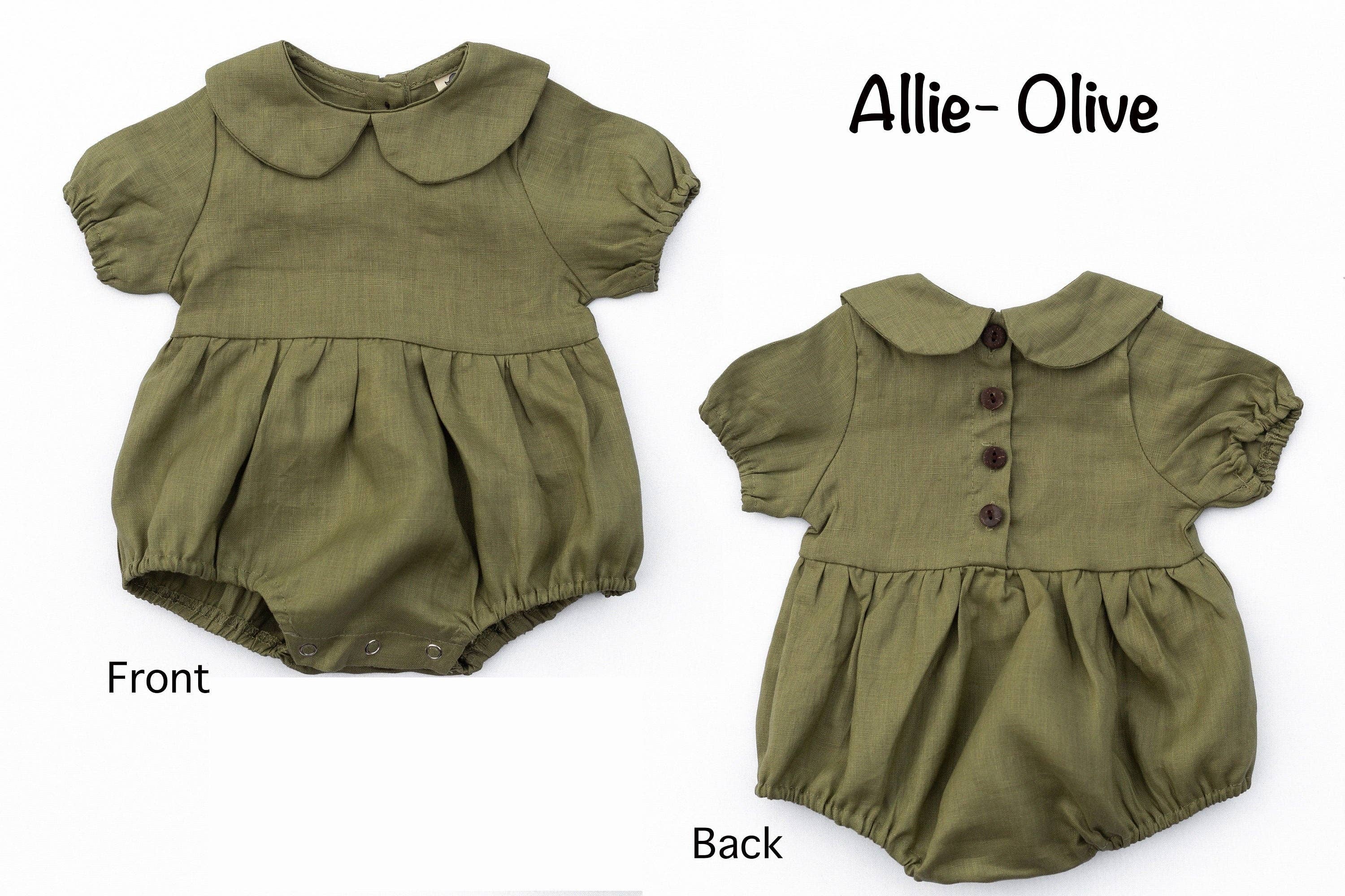 Allie Bubble Romper: Olive