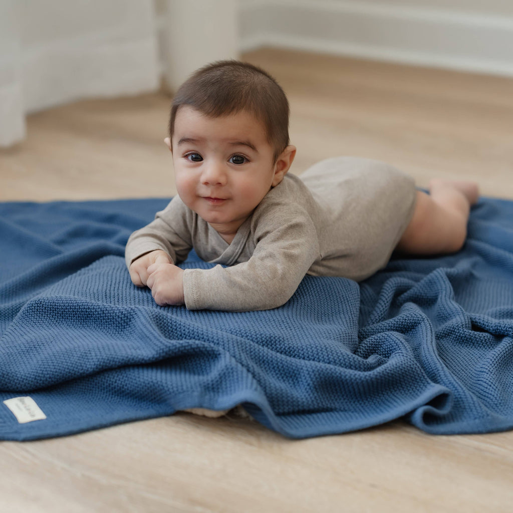 Heritage Knit 100% Organic Cotton Swaddle Baby Blanket: Mocha