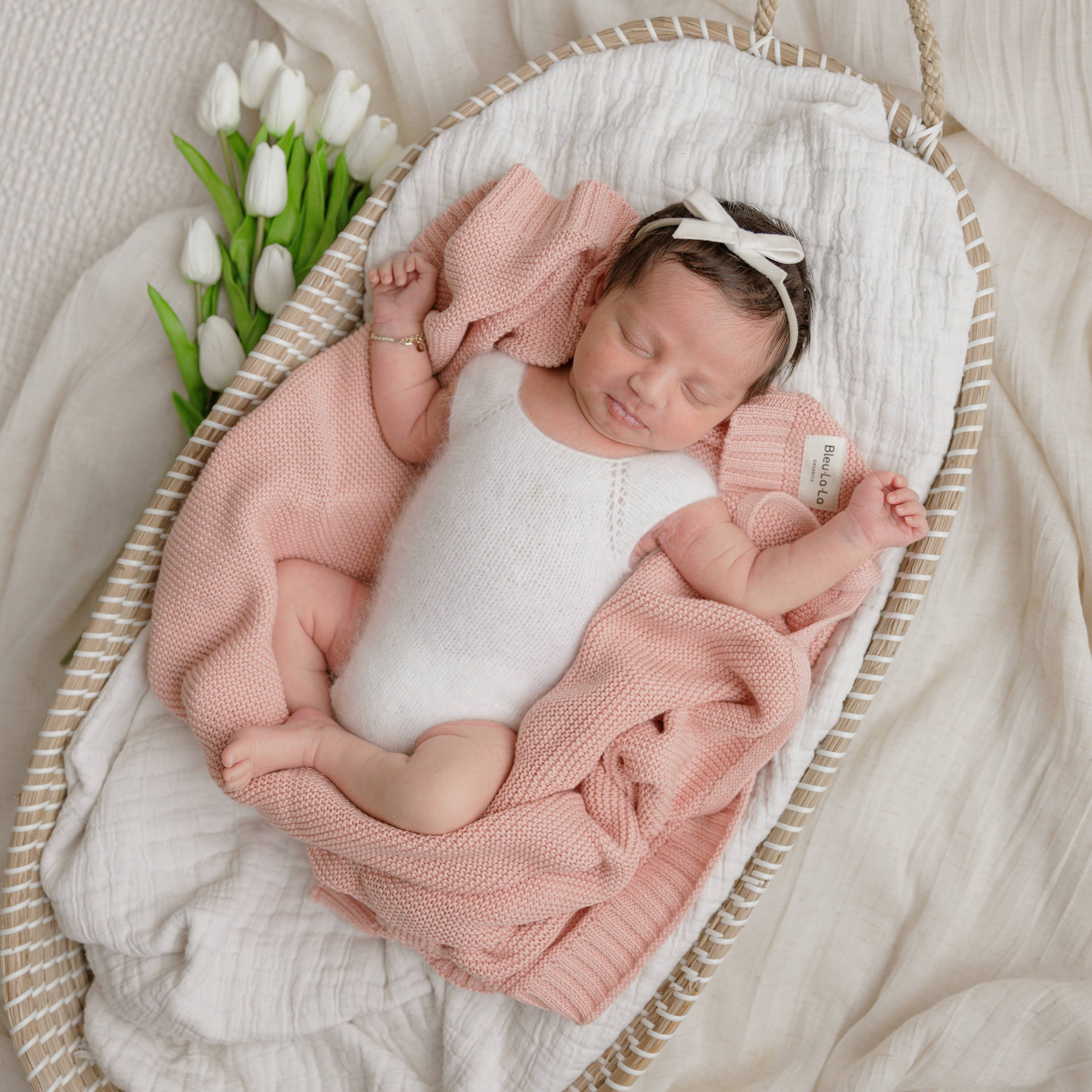 Heritage Knit 100% Organic Cotton Swaddle Baby Blanket: Mocha