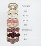 Crochet Triple  Flower Headband Dusty-pink