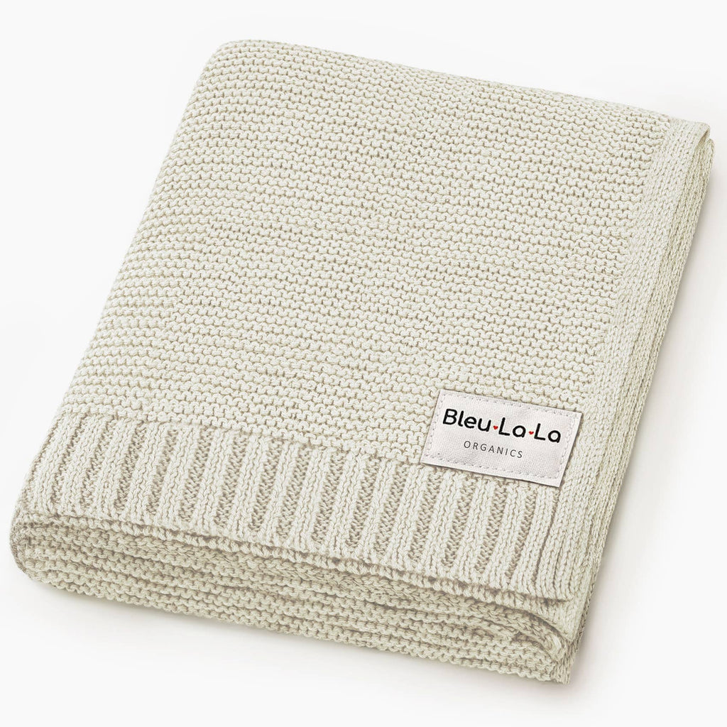Heritage Knit 100% Organic Cotton Swaddle Baby Blanket: Mocha