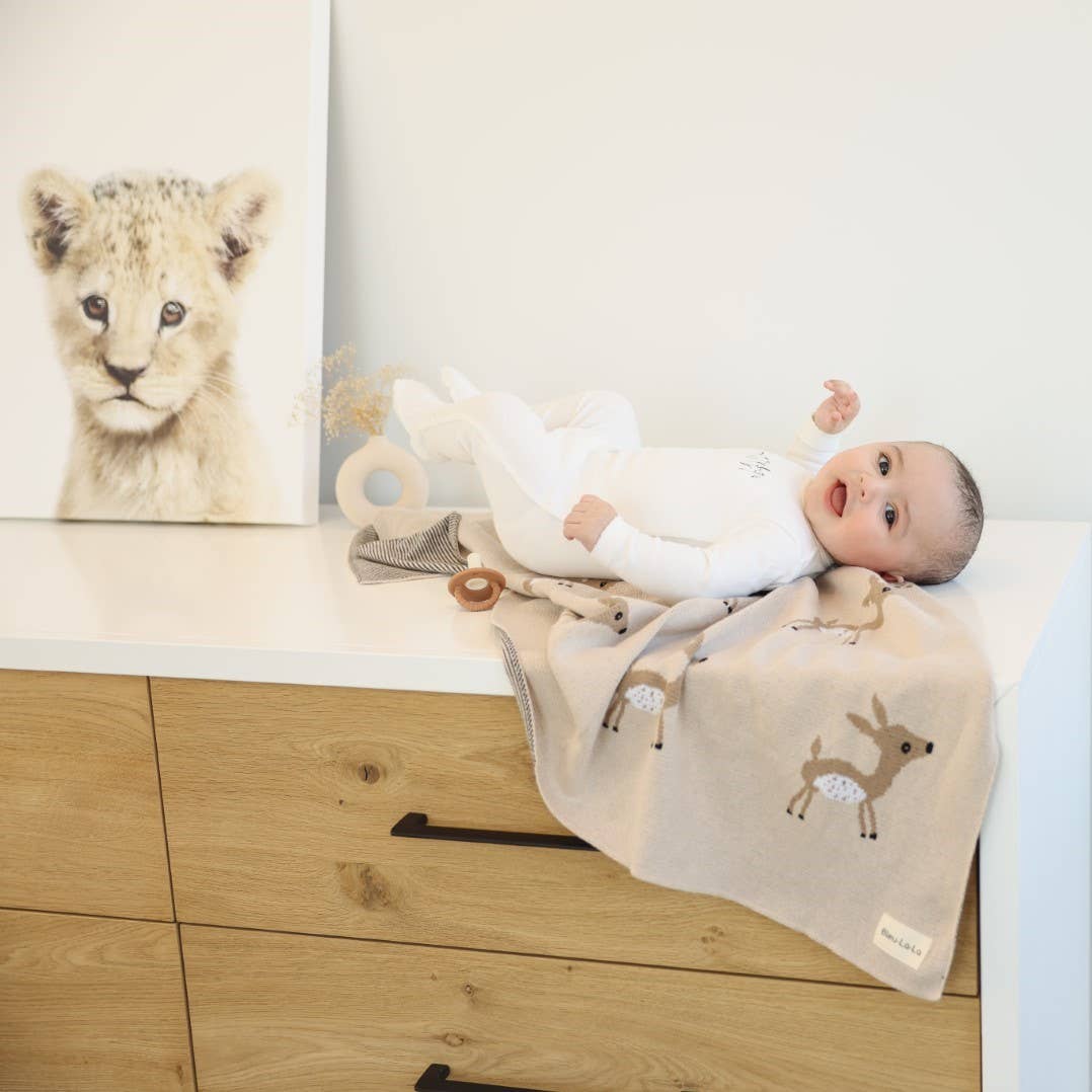 100% Luxury Cotton Receiving Swaddle Baby Blanket - Deer: Sage