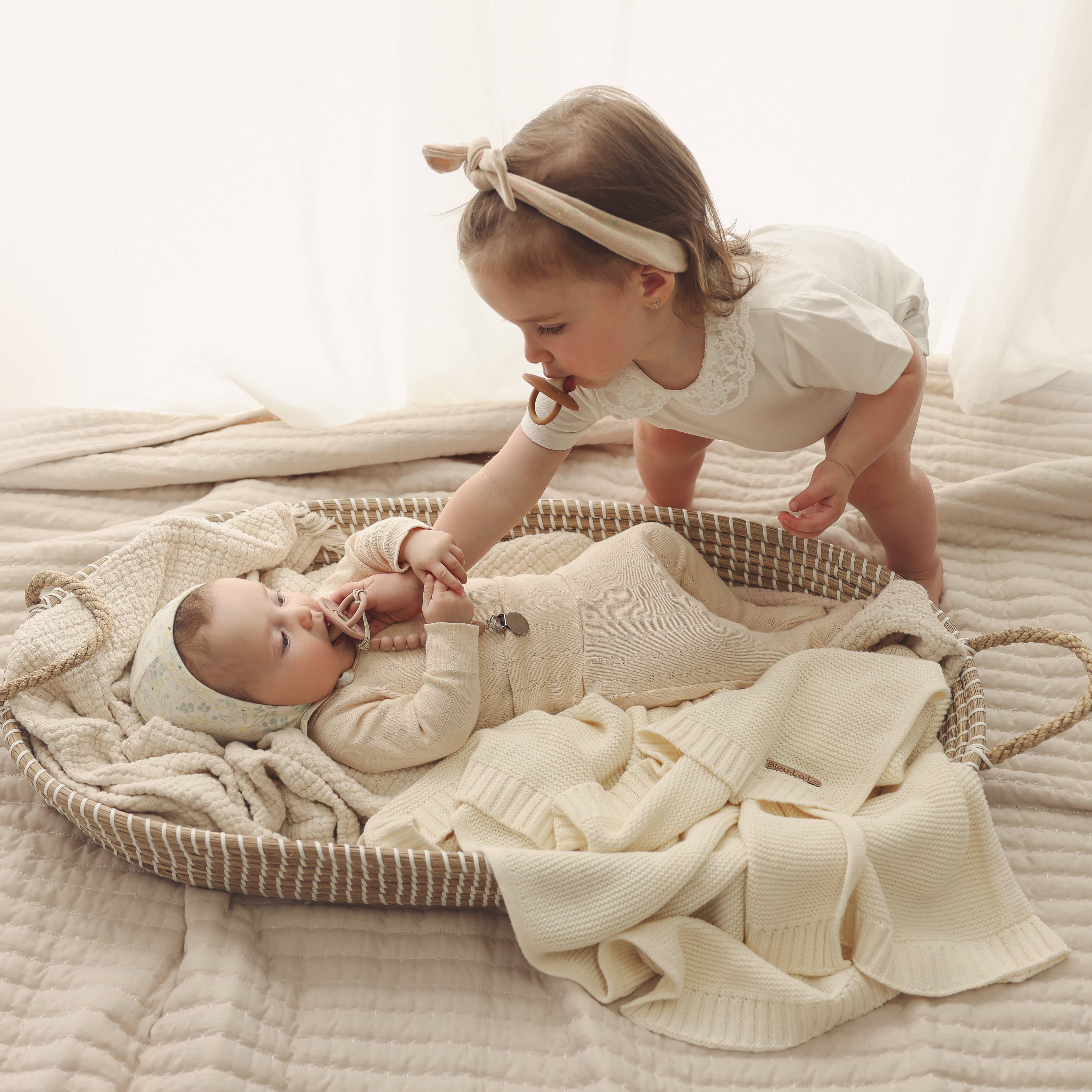 Heritage Knit 100% Organic Cotton Swaddle Baby Blanket: Mocha