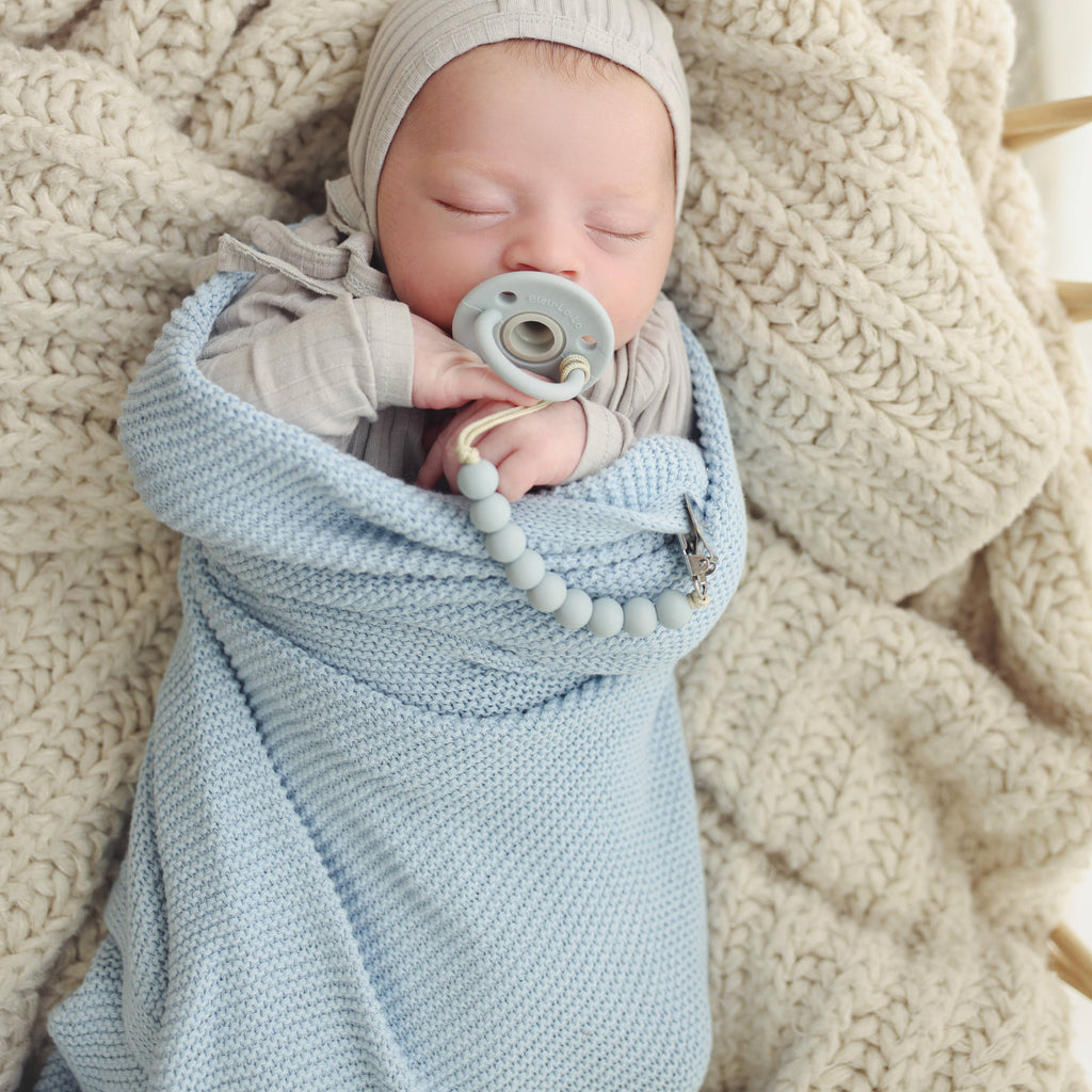 Heritage Knit 100% Organic Cotton Swaddle Baby Blanket: Mocha