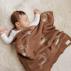 100% Luxury Cotton Receiving Swaddle Baby Blanket - Deer: Sage