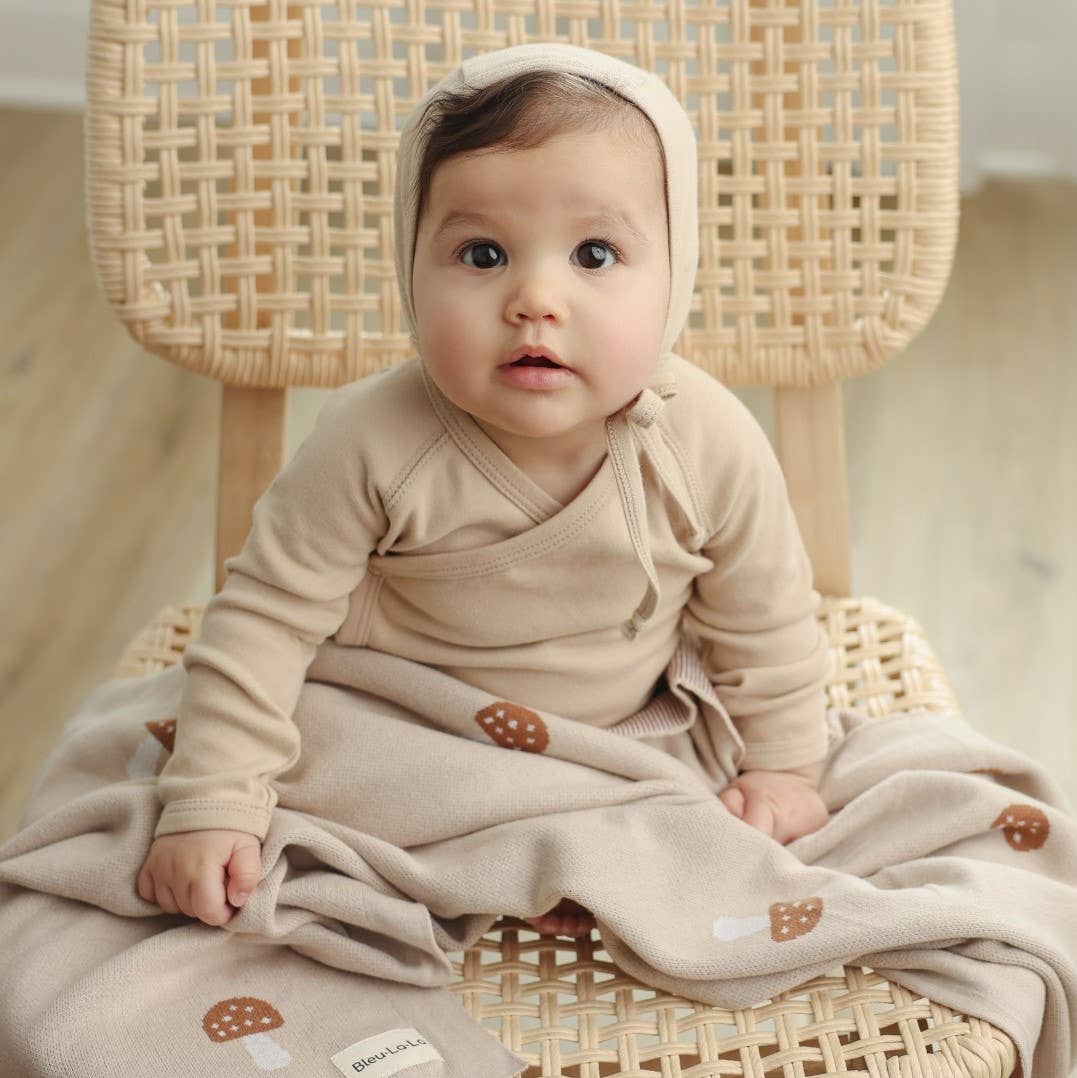 100% Luxury Cotton Swaddle Receiving Baby Blanket - Mushroom: Camel