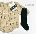 Mabel Long Sleeve Romper: Romper 2pc + Green Socks