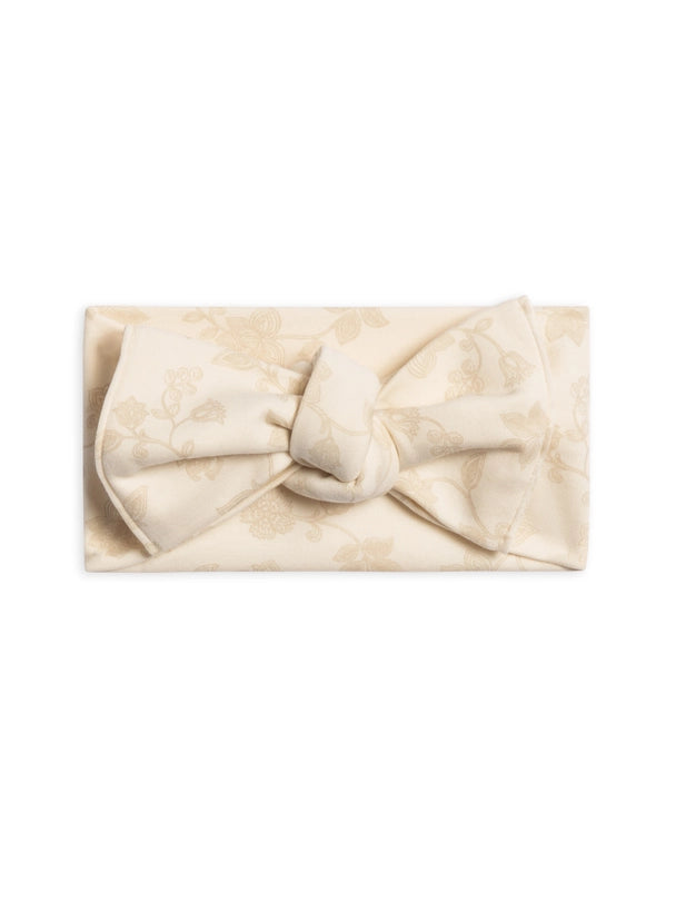 Organic Baby Hattie Knot Bow Wrap - Aria Floral / Beige