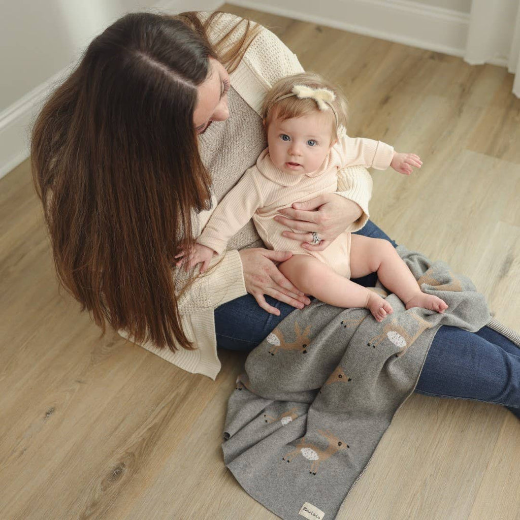 100% Luxury Cotton Receiving Swaddle Baby Blanket - Deer: Sage