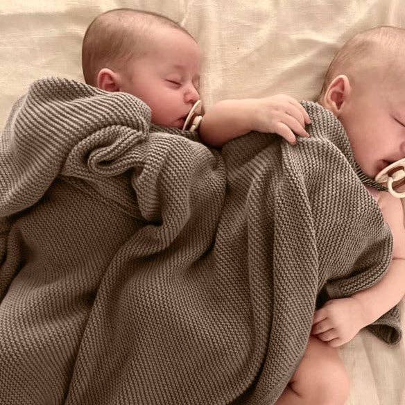 Heritage Knit 100% Organic Cotton Swaddle Baby Blanket: Mocha
