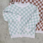 Checkered Knit Sweater - Sage