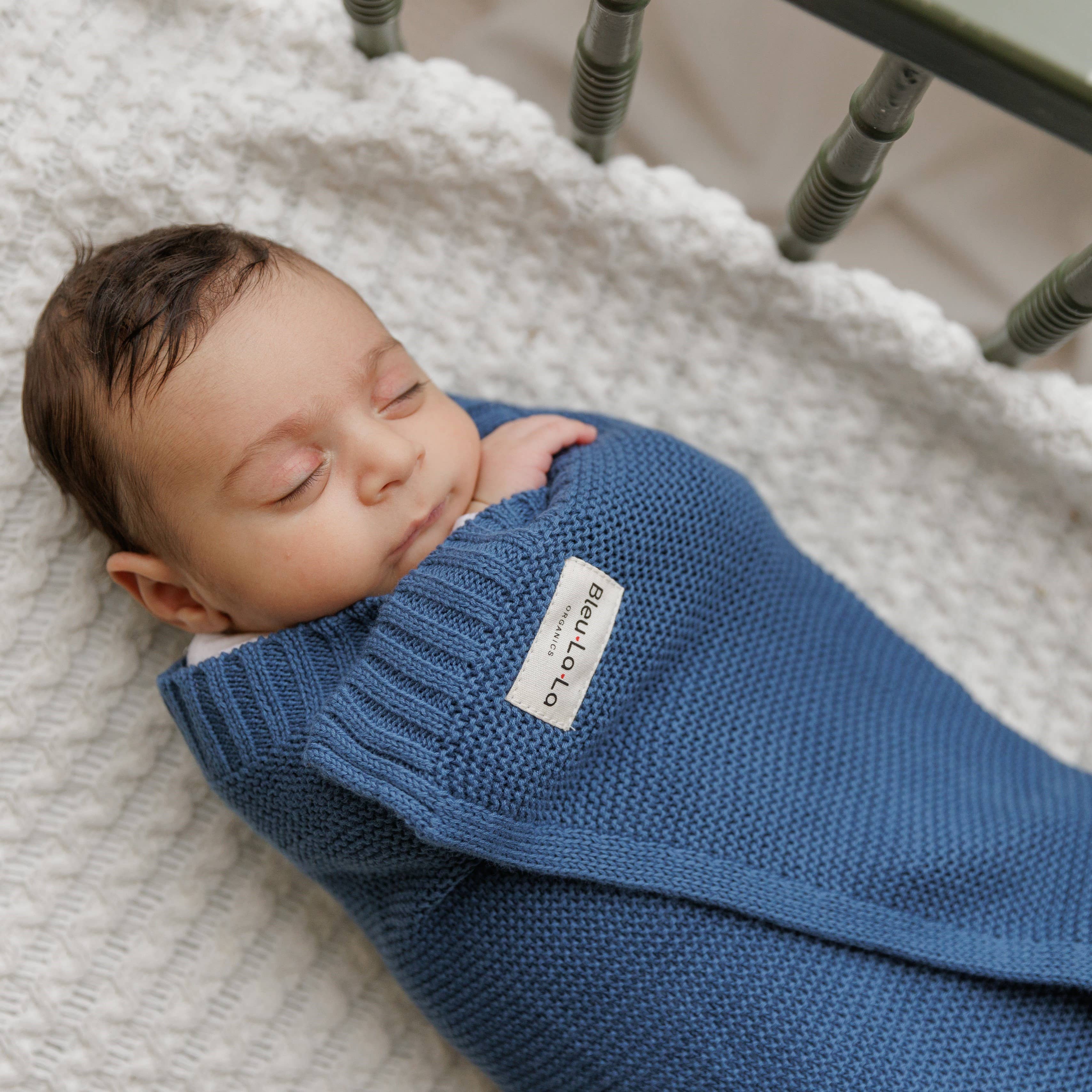 Heritage Knit 100% Organic Cotton Swaddle Baby Blanket: Mocha
