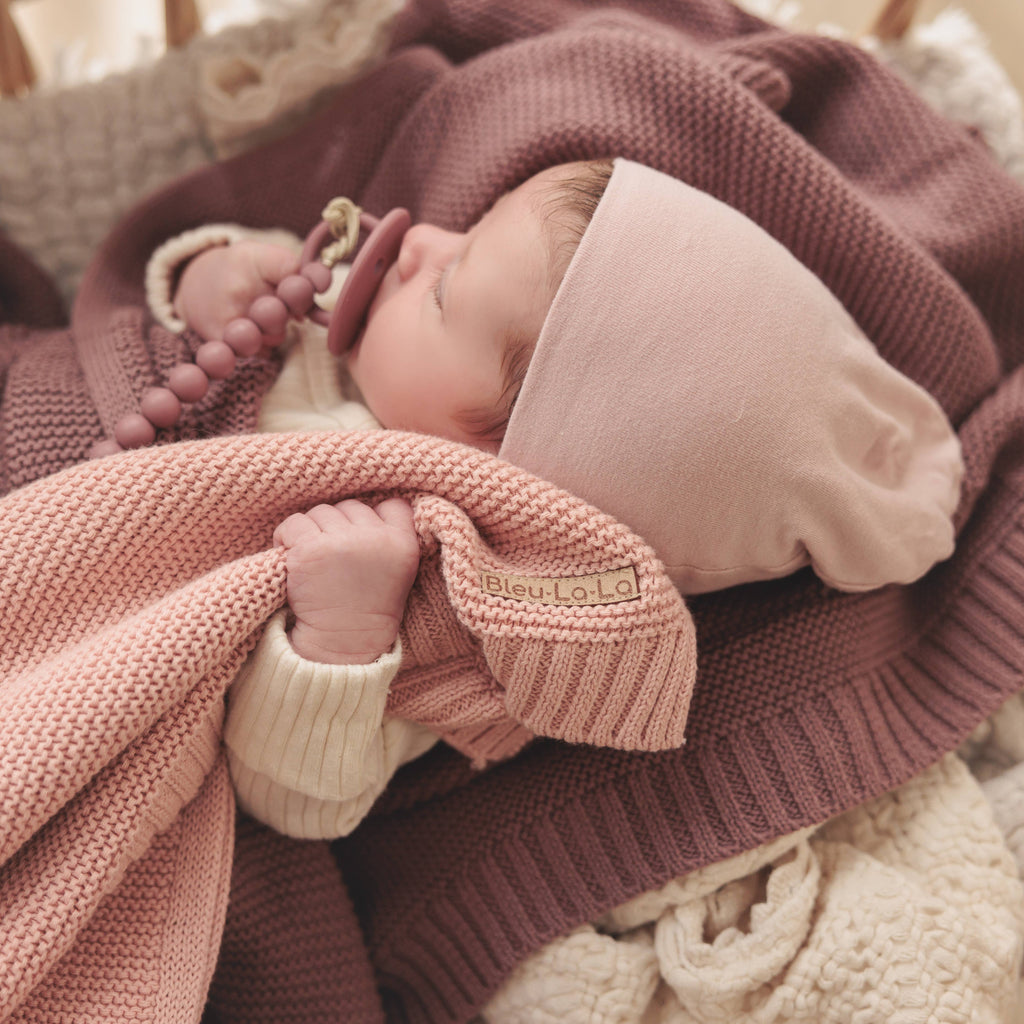 Heritage Knit 100% Organic Cotton Swaddle Baby Blanket: Mocha