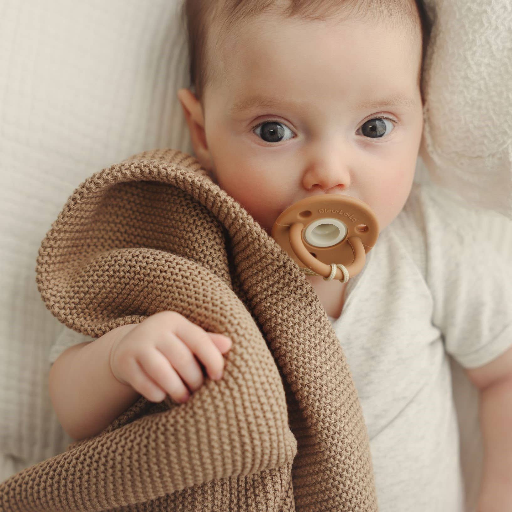 Heritage Knit 100% Organic Cotton Swaddle Baby Blanket: Mocha