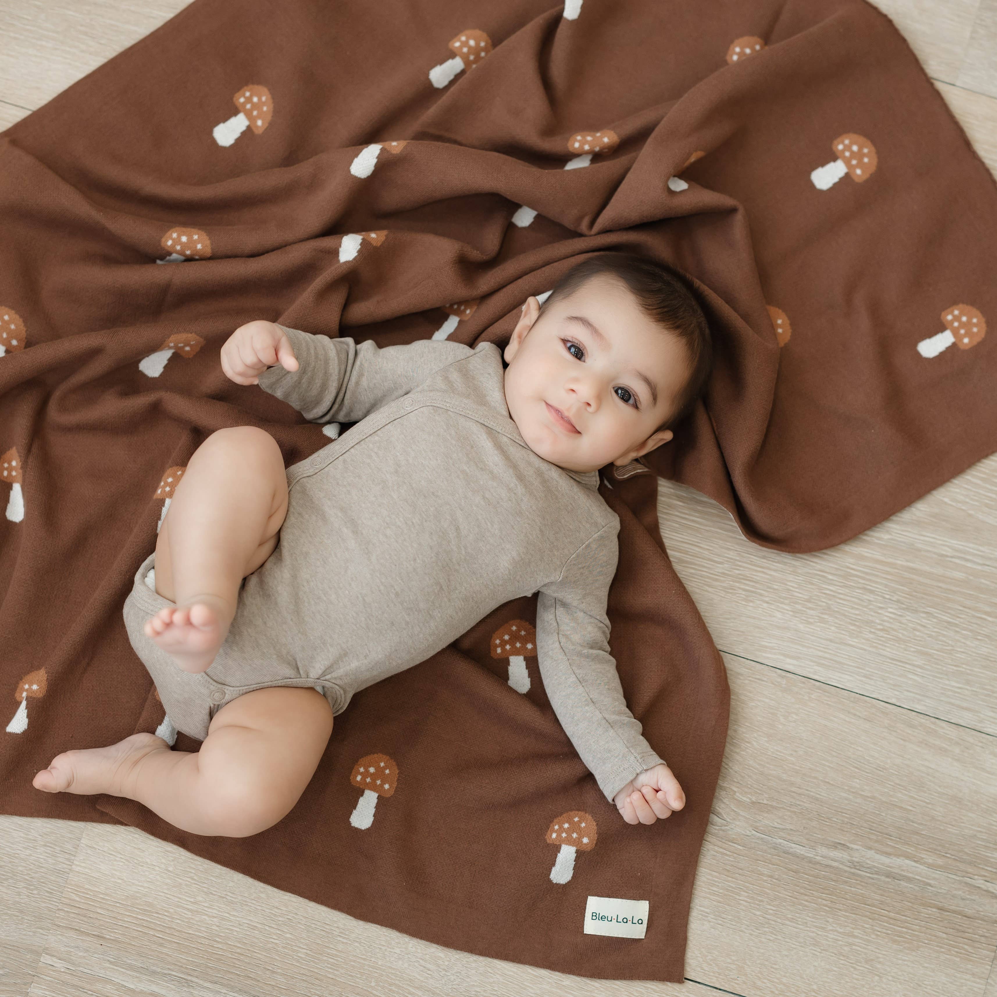 100% Luxury Cotton Swaddle Receiving Baby Blanket - Mushroom: Camel